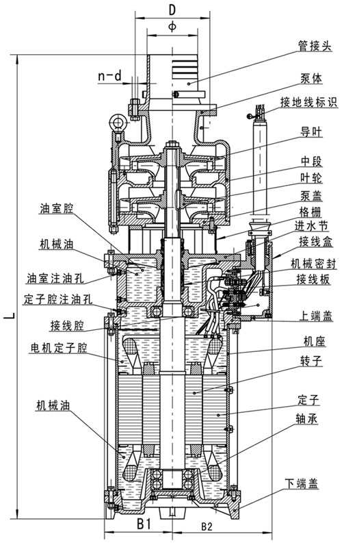 潛水清水泵結構圖